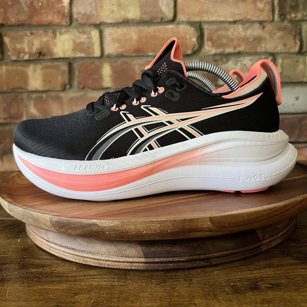 Asics Gel-Nimbus 28 Max Cushion Womens 7.5 Black Pink Running Shoes Sneakers